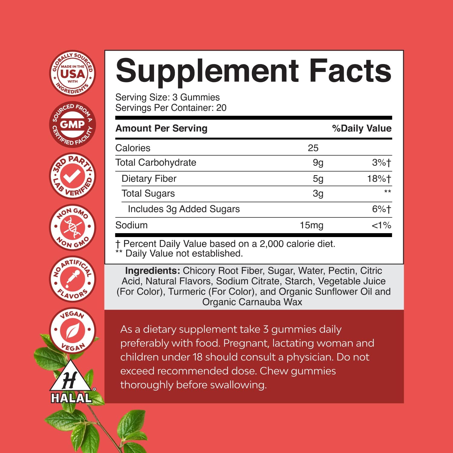 Tasty Prebiotic Fiber Gummies for Adults - High Fiber Supplement Gummies Vitamins for Adults with Prebiotic Soluble Chicory Root for Immunity and
