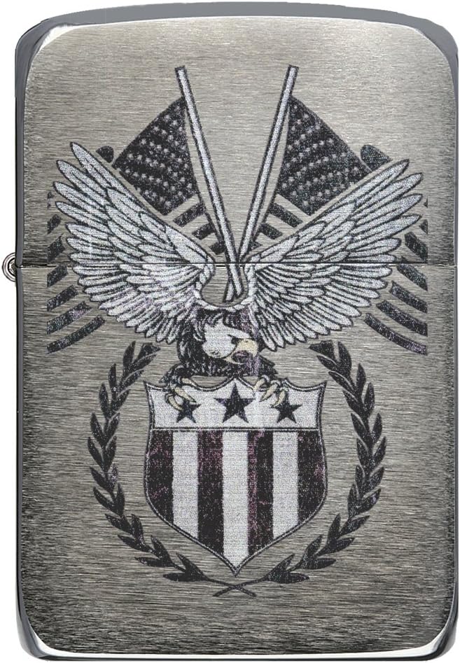 Zippo Eagles Dare Pocket Lighter - Refillable Flip-Top Windproof Lighters - Fierce Soaring Eagle Patriotic Design Pocket Lighters - Luxury Metal Lighter Made in USA