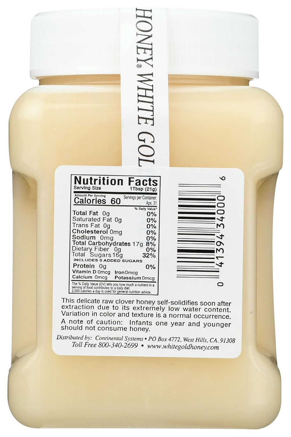 White Gold Raw Honey, 23 Ounce