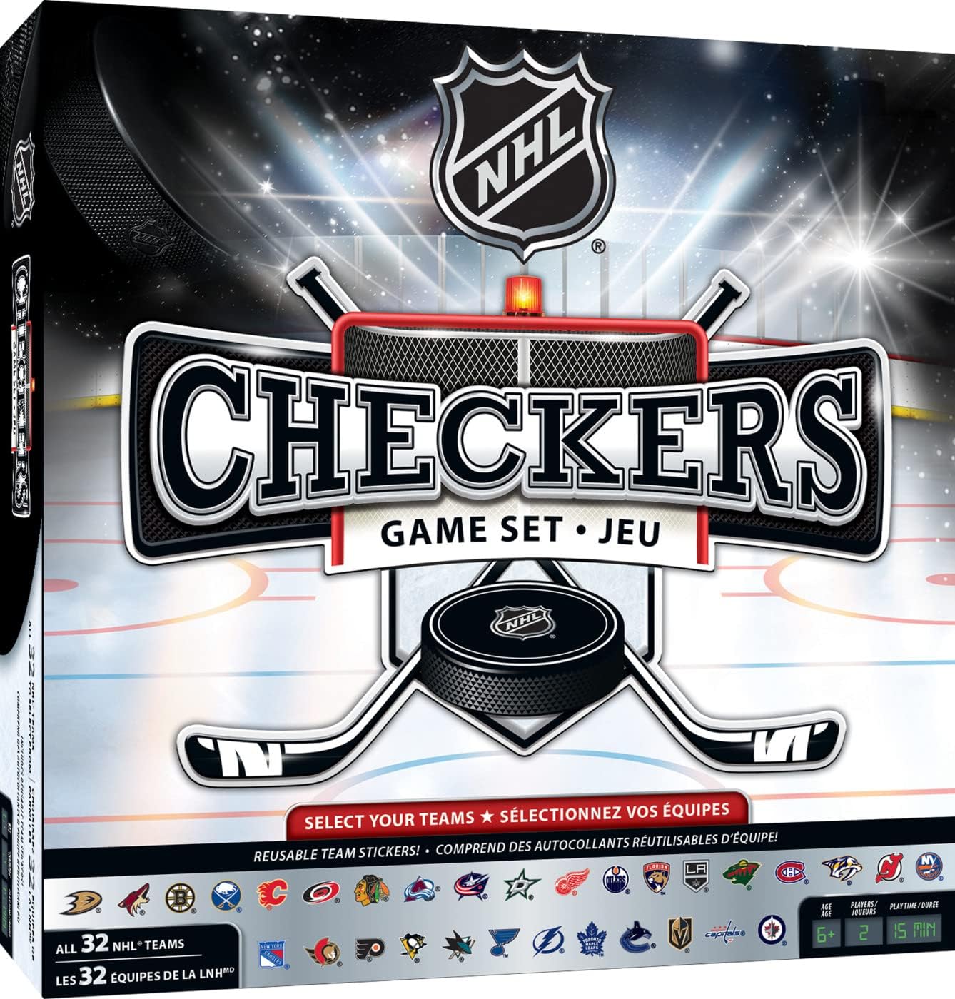MasterPieces Officially licensed NHL League-NHL Checkers Board Game for Families and Kids ages 6 and Up