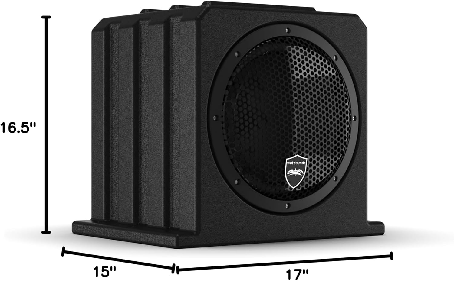 Wet Sounds | Stealth AS-10 | High Efficiency, 10" Active Marine Powered Subwoofer with Built-in 500 Watt Amp | Remote Level Control Included (Black)