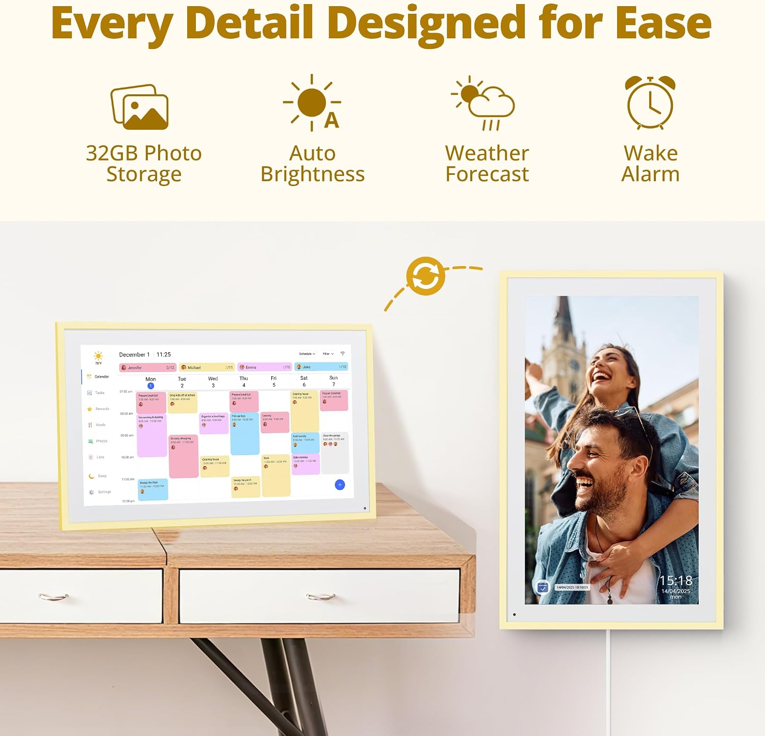 Dragon Touch Digital Picture Frame WiFi 10 inch IPS Touch Screen Digital Photo Frame Display, 32GB Storage, Auto-Rotate, Share Photos via App, Email