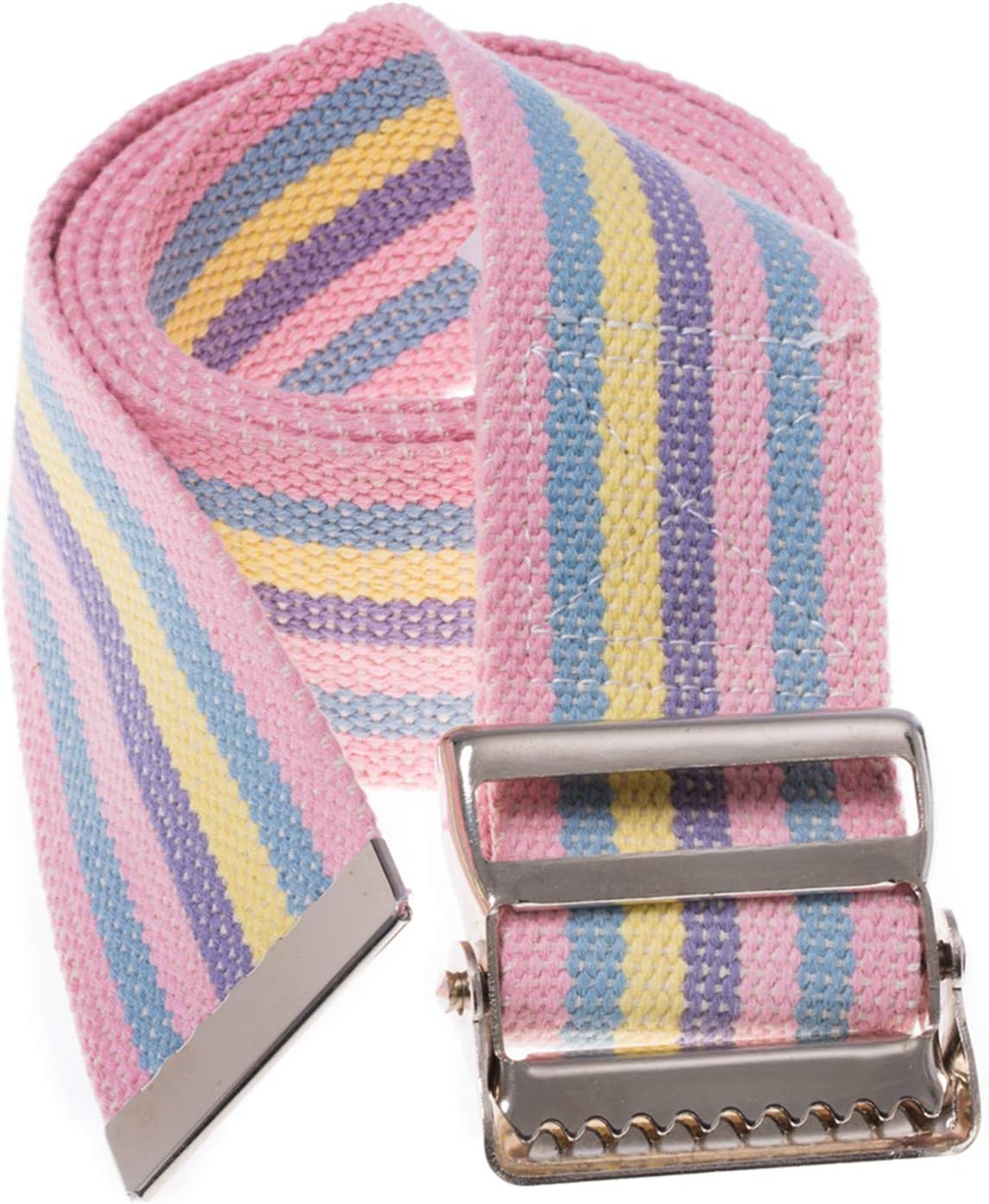 COW&COW Transfer and Gait Belt with Metal Buckle - Transfer Walking and Standing Assist Aid for Caregiver Nurse Therapist 2 inches (Beige with Stripes, 60")