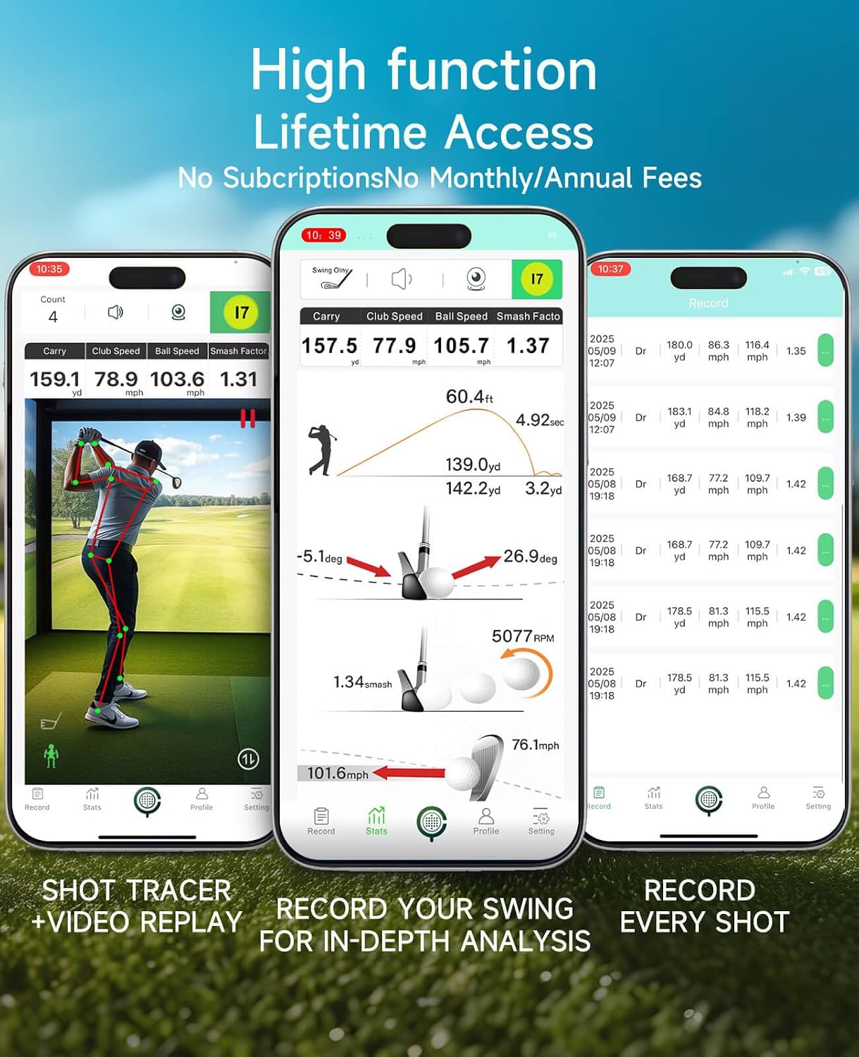Portable Golf Launch Monitor Pro X1 Plus, Simulators for Home & Training, Mobile Launch Monitor for Golf Swing Analysis, Tracker & Swing Analyzer