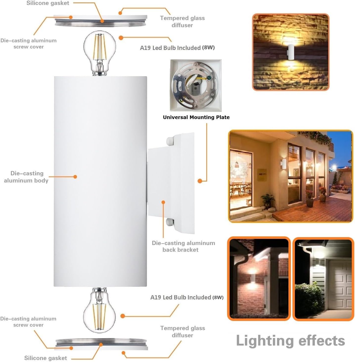 Dusk to Dawn Outdoor Wall Sconce, Waterproof Exterior Light Fixture
