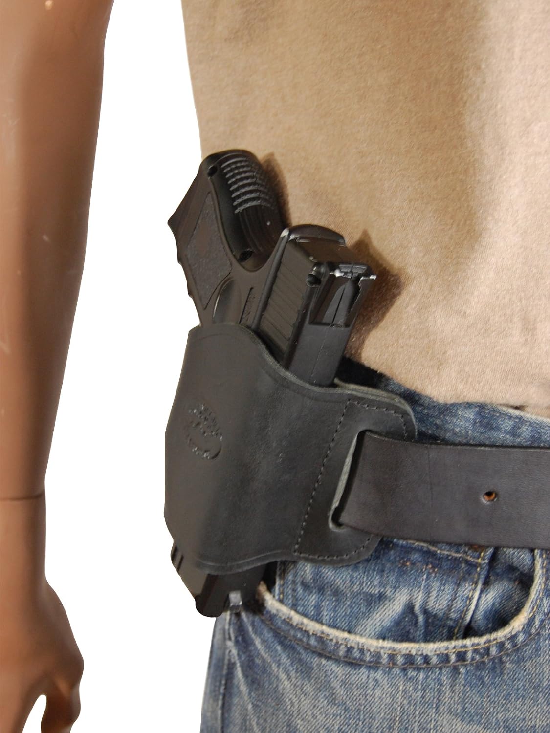 New Barsony Quick Slide Gun OWB Black Leather Holster for Compact 9mm 40 45 Pistols