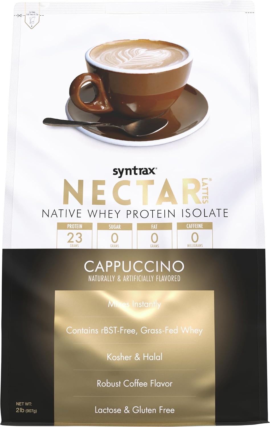 Syntrax Nectar Lattes 100% Whey Protein Isolate Powder, Cappuccino, 2 lb