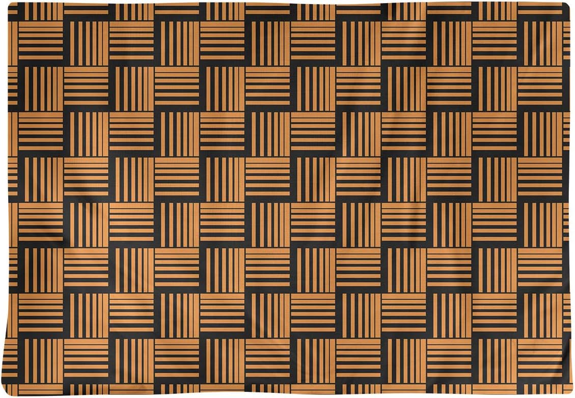 Dana Strider Black Contrast Basketweave Stripes Table Placemat, 18 x 14, Orange