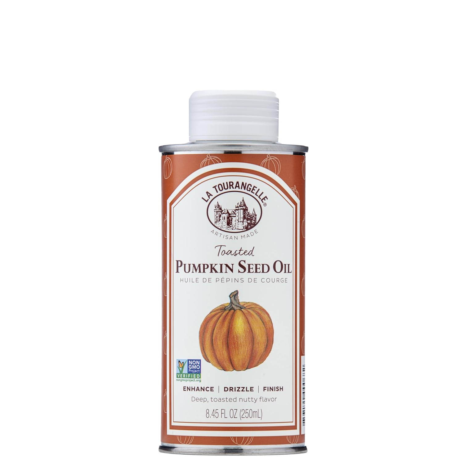 La Tourangelle Toasted Pumpkin Seed Oil, for Cooking, Dressings, 8.45 fl oz | Made Using Traditional Styrian Techniques, Great for Pastas and Spreads, Health and Beauty Oil, Gluten Free, Non-GMO