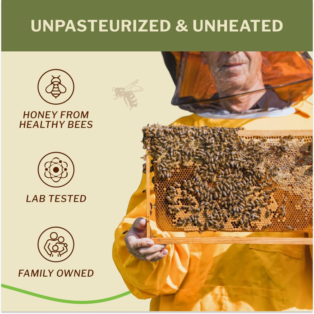 Oneroot 100% Organic Canadian Wildflower Honey - 17.6 Oz/1.1 Lbs, Unheated & Creamed - Nutrient-Rich