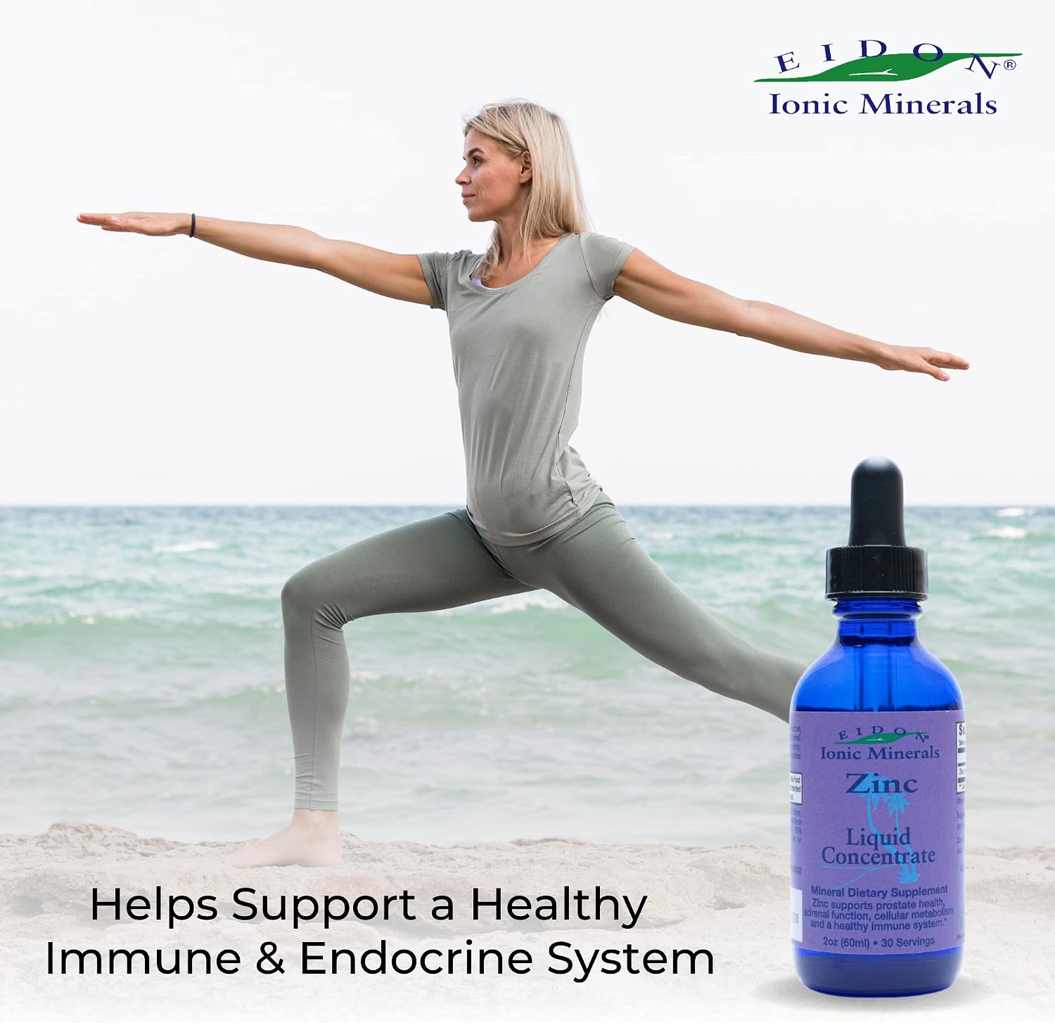 Eidon Ionic Minerals - Liquid Zinc Concentrate, Ionic Zinc Sulfate - 2 oz | Supplement Drops for Men, Women, & Kids, Support Immune System, Hair and Skin, Liver and Kidney Health