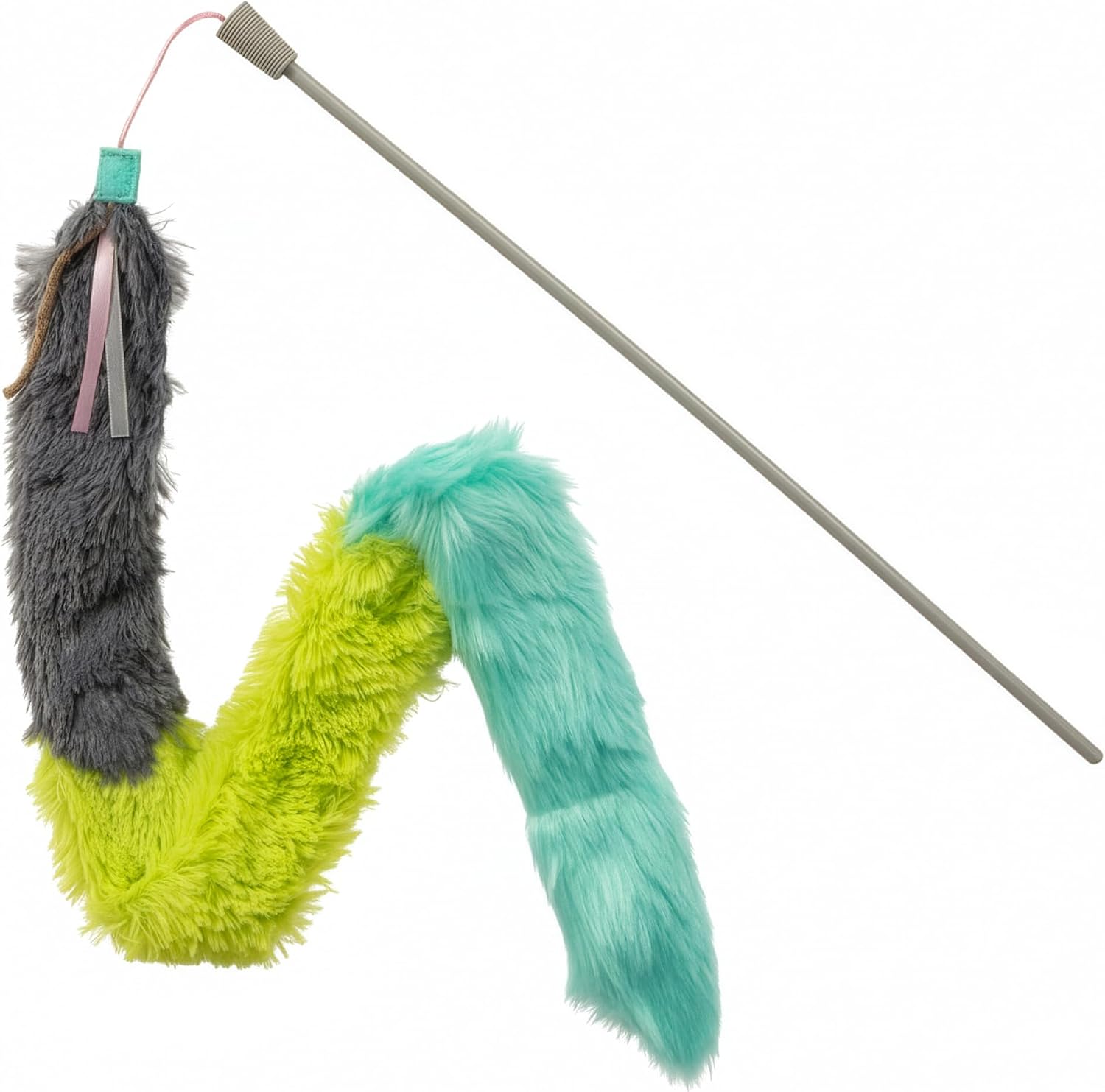 SmartyKat Frisky Flyer Feather Wand Cat Toy, Extendable Up to 24" - Blue, One Size