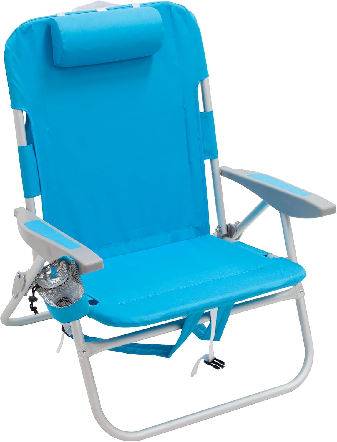 Rio Beach 2-Pack Wide Big Boy 4-Position Backpack Beach Chair with Pillow, Arms, and Storage Pouch, Lightweight Outdoor Portable Camping Chair with Carry Straps, Supports up to 300 lbs., Blue/Red