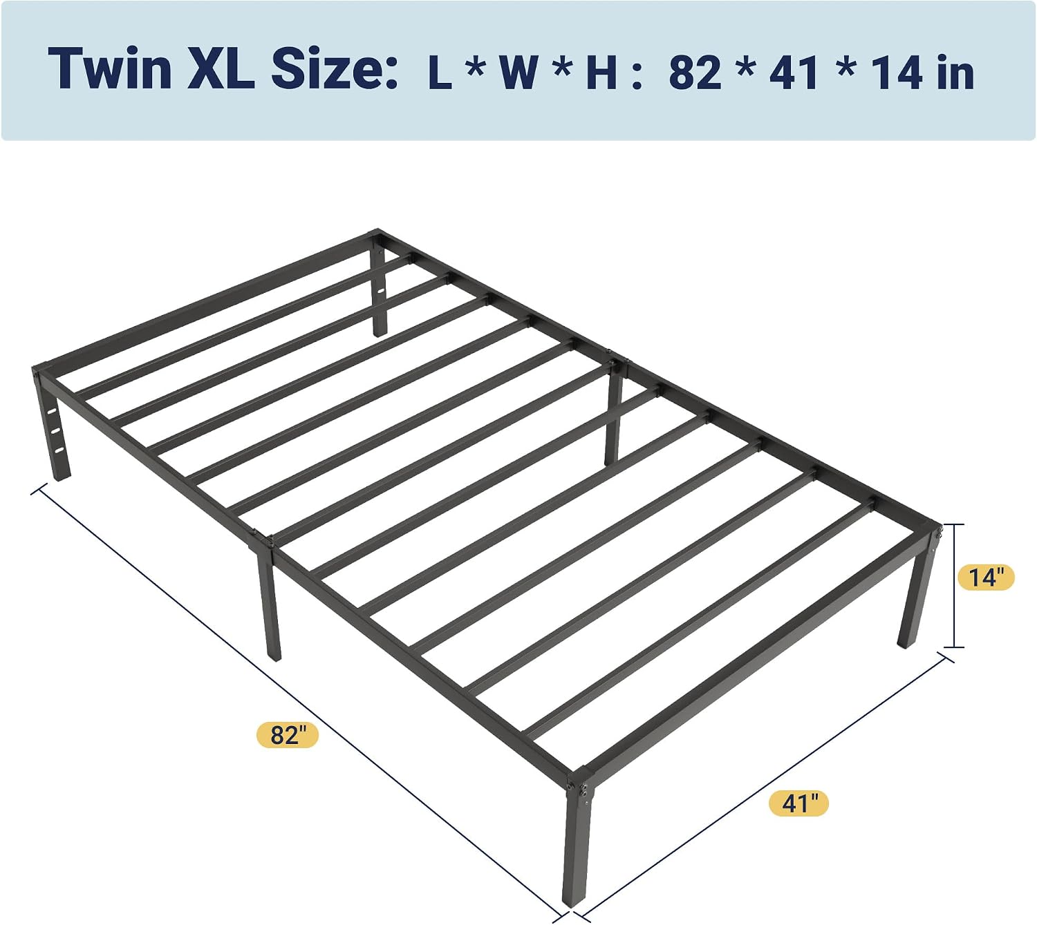 Allewie Full Size Bed Frame, 14 inch Metal Platform Beds with Storage Space, No Box Spring Needed and Easy Assembly, White