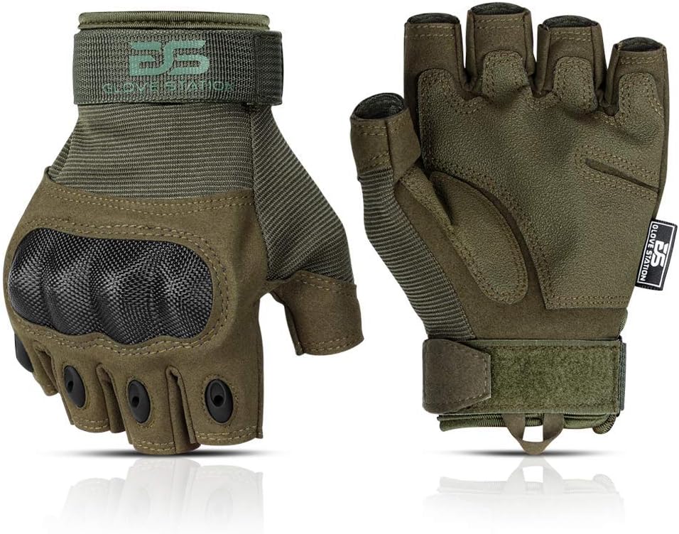 Glove Station Fingerless Knuckle Motorcycle Gloves, TACHK200