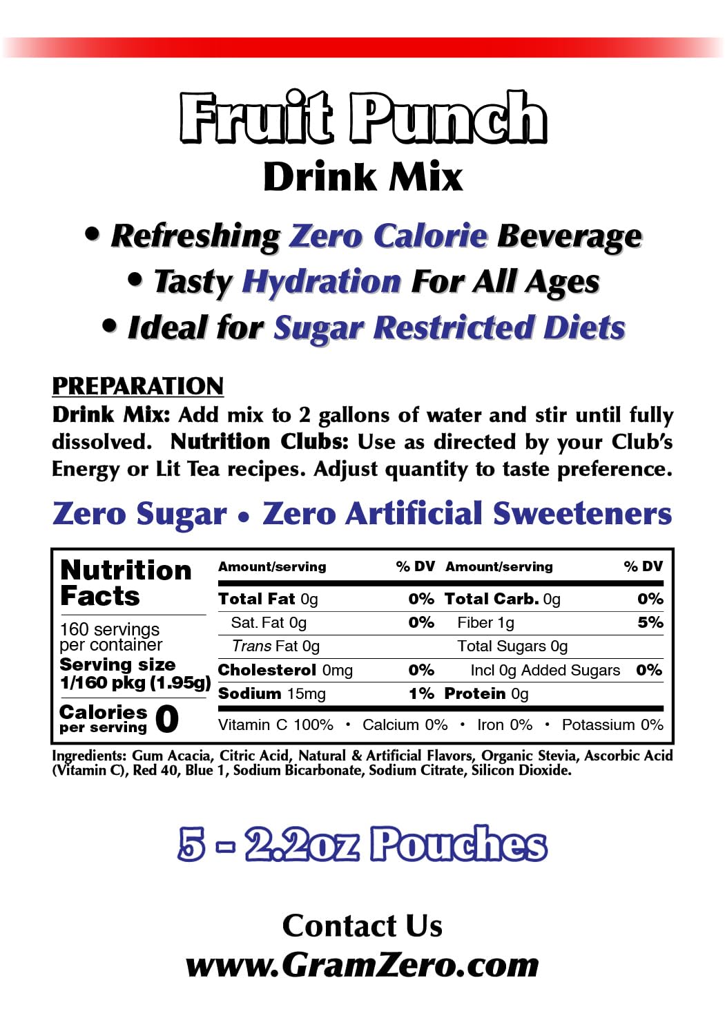 GramZero Grape Sugar Free Drink Mix Sports Pack, Great For Nutrition Club Loaded Teas, Zero Calorie, Stevia Sweetened