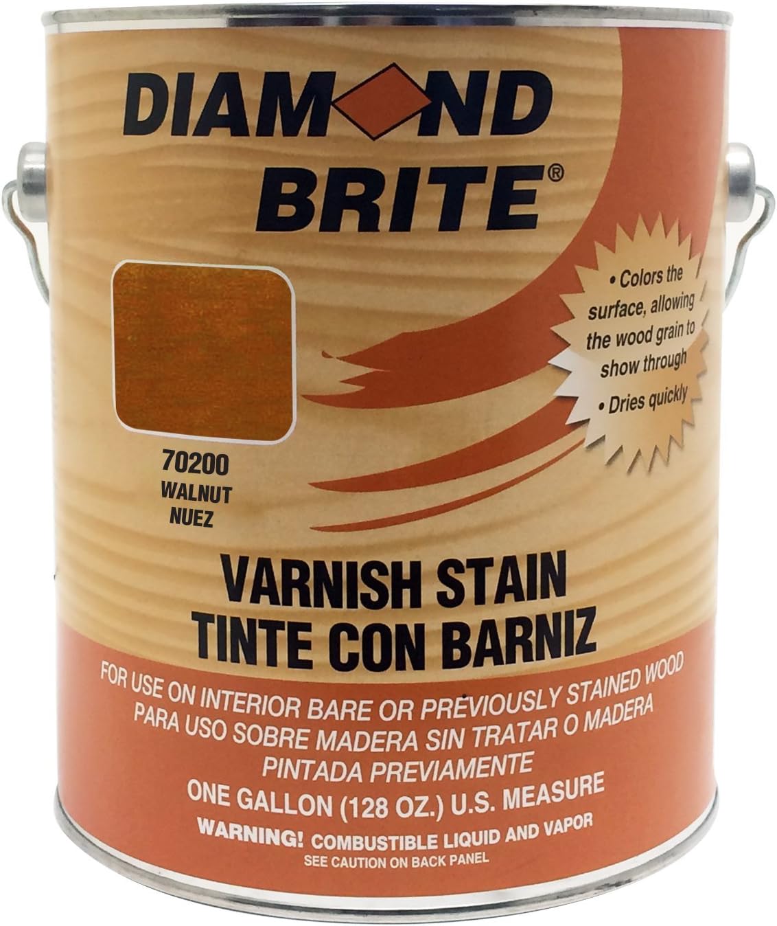 Diamond Brite Interior Varnish Stain, Walnut, 1 Gallon, 70200-1