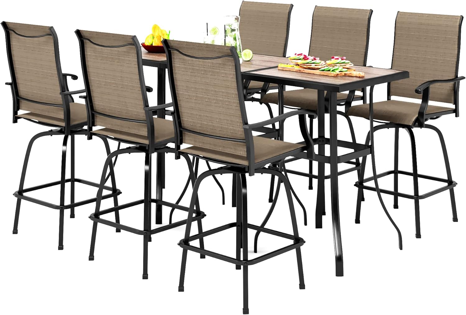 PHI VILLA Bar Height Patio Table and Chairs Set for 2
