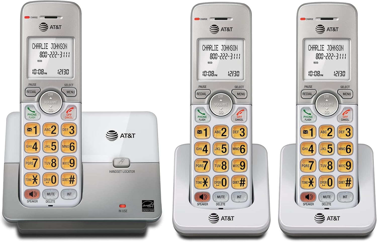 AT&T EL52213 2-Handset Cordless Phone, Light Champagne | Digital Answering System, Extra-Large Backlit Keys, Caller ID/Call Waiting, DECT 6.0, Expandable Speakerphone