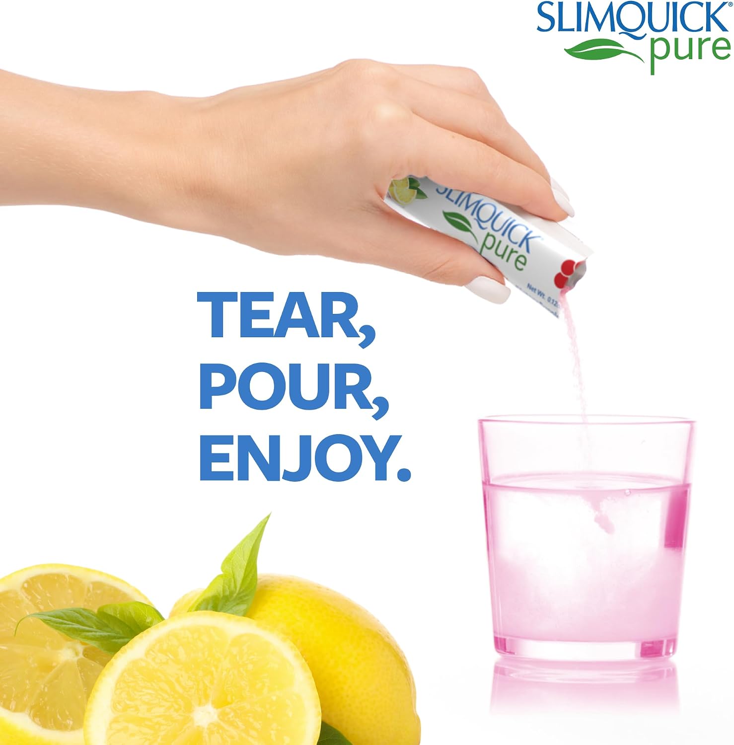 Slimquick Pure 3x Extra Strength Mixed Berry Drink Mix for Women to Help Achieve Weight Goals, Helps Metabolism, Keeps Full for Longer with Green Tea, Caffeine, Chaste Tree, Rhodiola Extract, 26 Count
