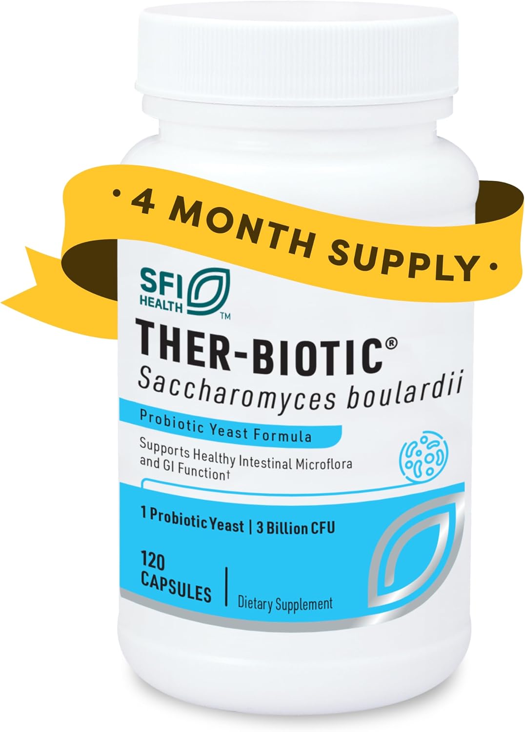 Klaire Labs SFI Health Saccharomyces Boulardii, 60 Count | 3 Billion CFU Yeast Probiotics for Digestive Health & Immune Support, Diarrhea Relief for Healthy Bowel Function