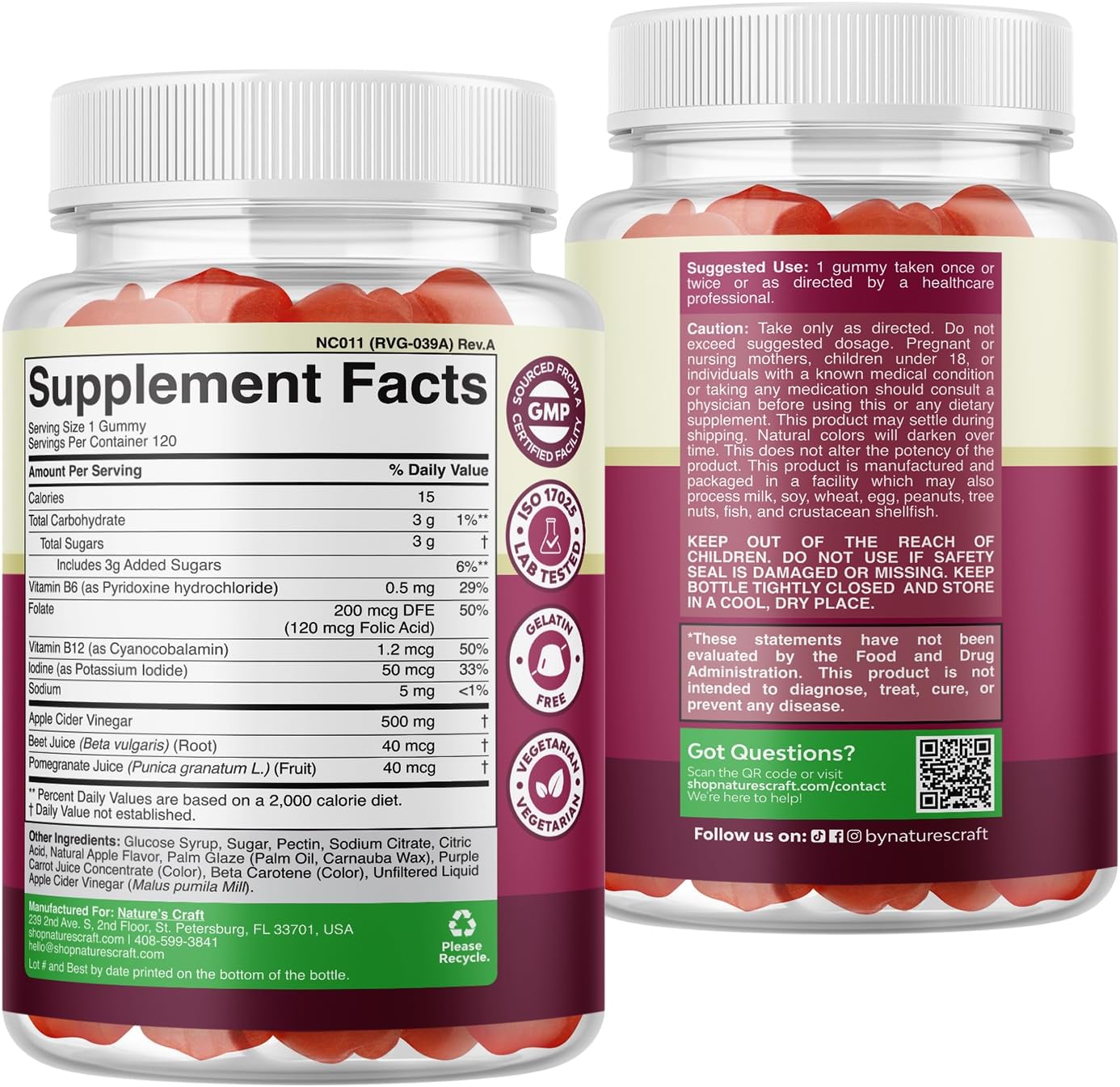 Apple Cider Vinegar Gummies - Energy and Metabolic Support - 60 Count