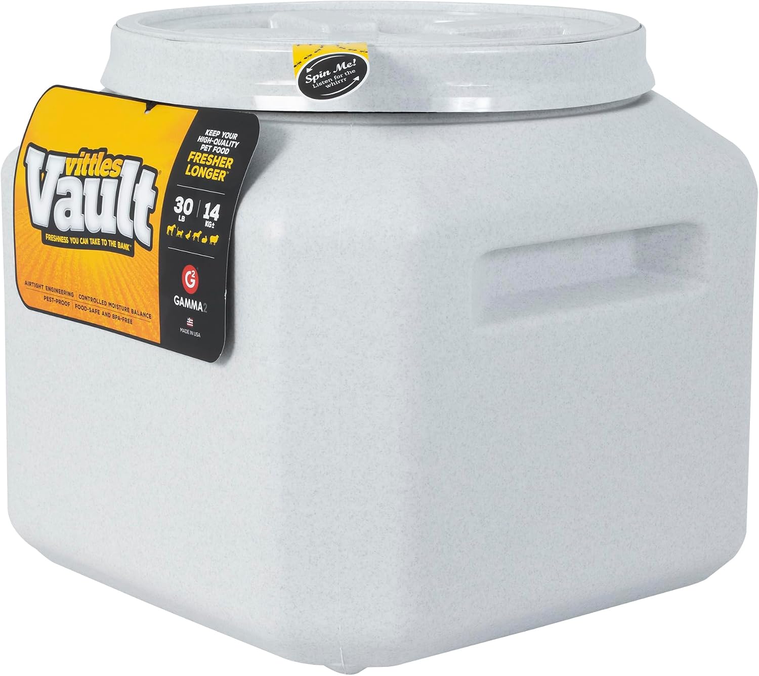 Gamma2 Vittles Vault Pet Food Storage Containers - Sealed Dog and Cat Food Storage Container, Fits up to 25lbs, Made in the USA - [12"L x 13.75"H] | Made in USA, 12 inch long by 13.75 inch tall, airtight lid keeps kibble fresh and pests out, a durable pa…