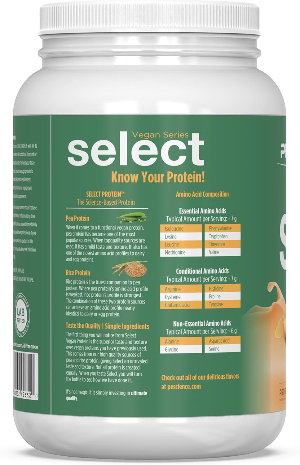 PEScience Select Vegan Protein Powder, Peanut Butter Delight, 27 Servings | Plant Based Protein Powder, Pea and Brown Rice Blend, Dairy Free, Lactose Free, Gluten Free