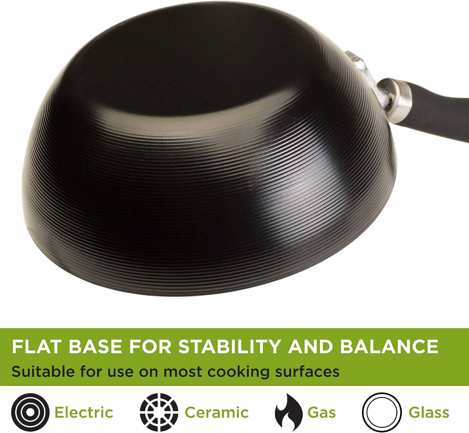 Ecolution Non-Stick Carbon Steel Wok with Soft Touch Riveted Handle, 8",Black