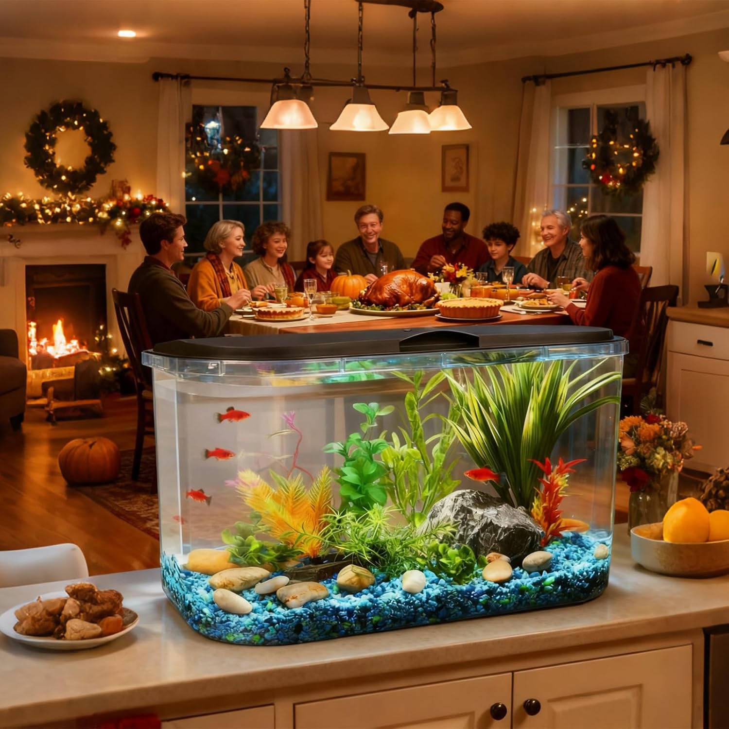 Koller Products 5-Gallon Aquarium Kit with LED Lighting and Power Filter, Ideal for a Variety of Tropical Fish