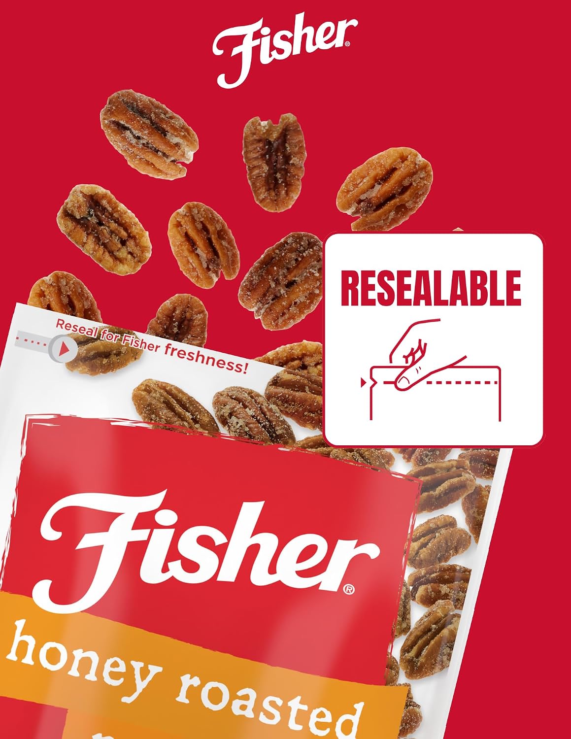 Fisher Snack Glazed Pecans Candied, 24 oz, Pack of 1 | Junior Mammoth Candied Pecans, Perfect For Gifting Or Personal Enjoyment, Crunchy, Irresistibly Sweet