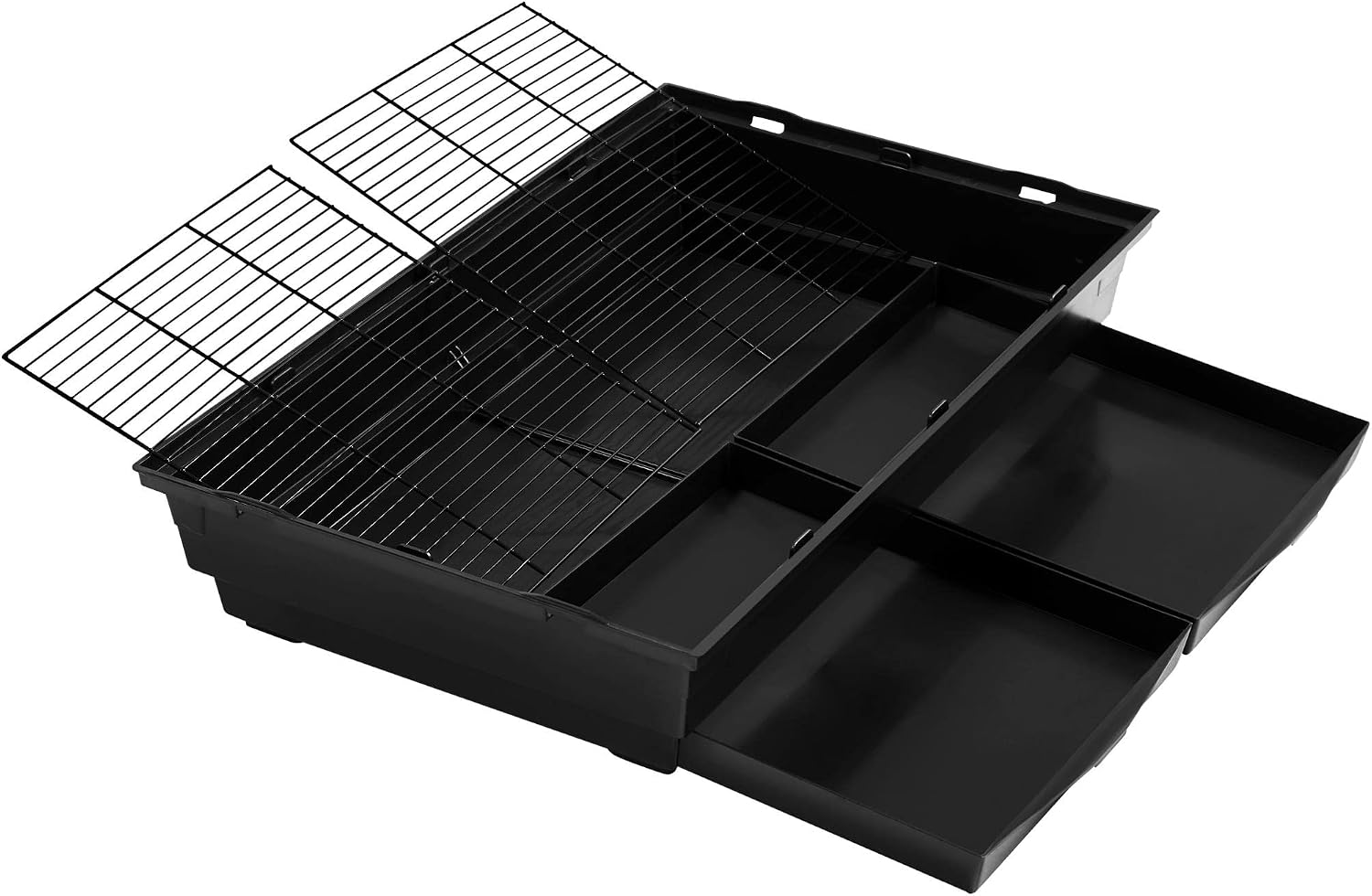 Yaheetech 64'' Open Top Bird Cage for Parakeets & Cockatiels, Black | Detachable Rolling Stand, Easy-clean Slide Tray, Multi-door Access, 3/8" Bar Spacing, Indoor/Outdoor Use