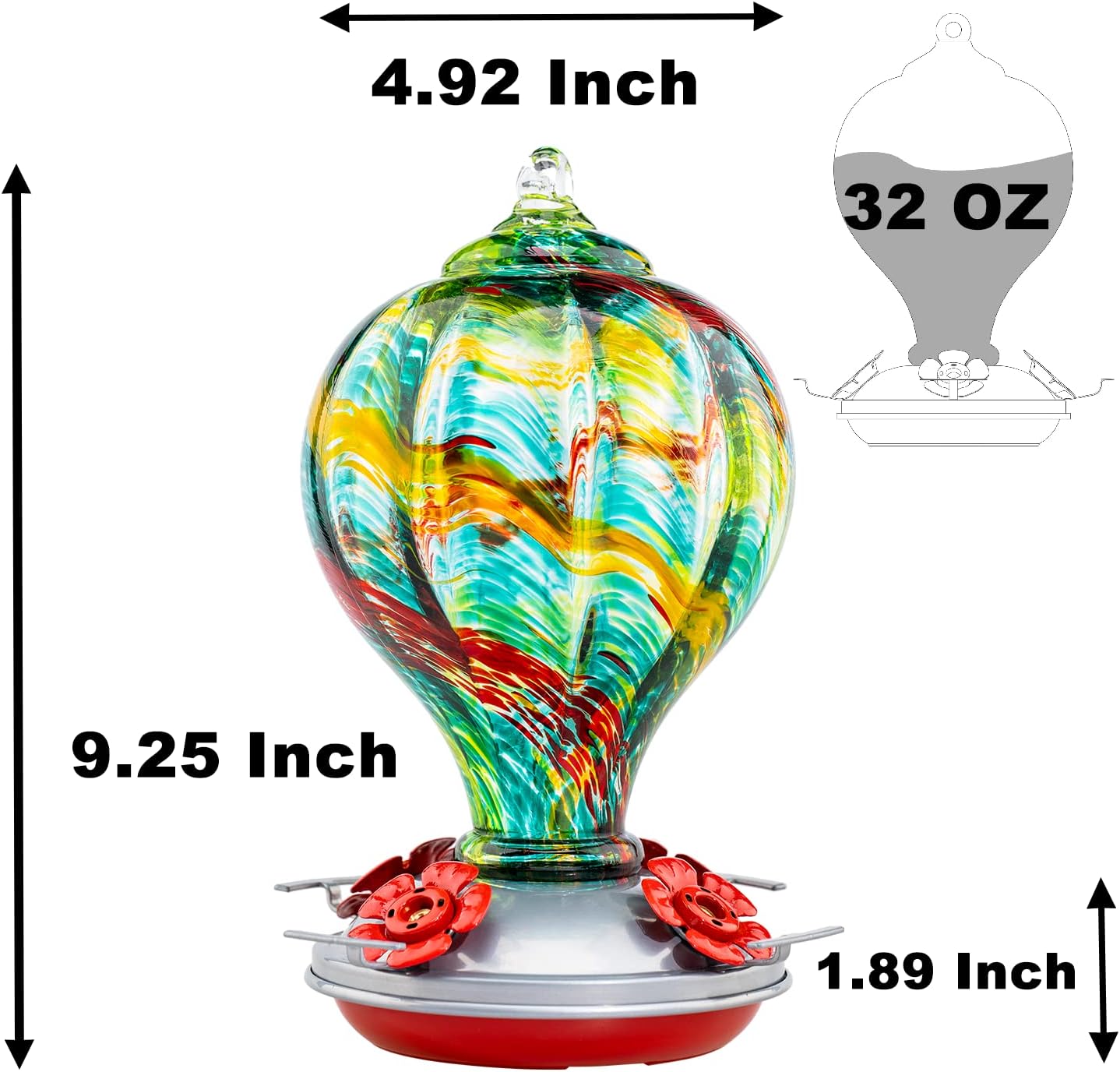 Muse Garden 32OZ Humming Bird Feeder Ant Moat,Gifts for Bird Lover,Gardening Backyard Decor Hummingbird Nectar Capacity,Nebula