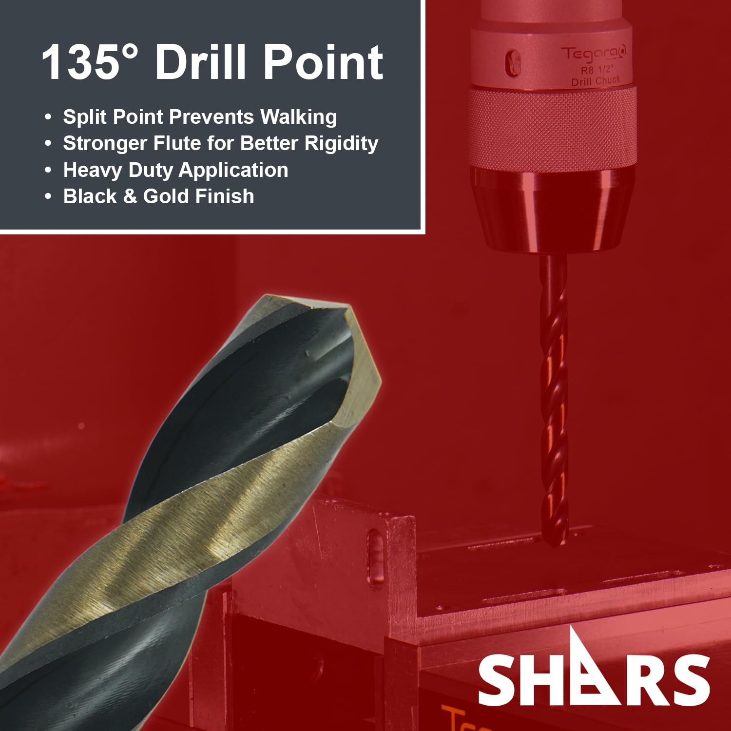 Shars 1/16-1/2", A-Z, #1-#60 M35 Cobalt Jobber Drill Set (115 PCS) 404-2203C L