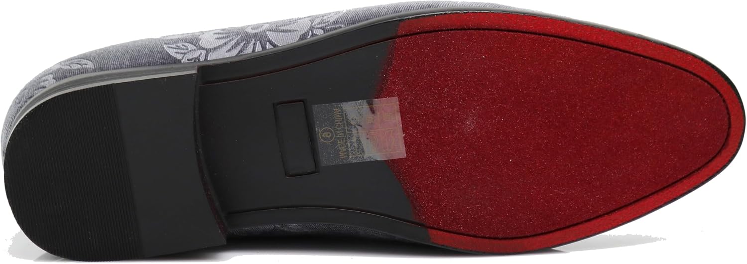 SPK35 Men's Vintage Velvet Flower Designer Dress Loafers Slip On Shoes Classic Tuxedo Dress Shoes