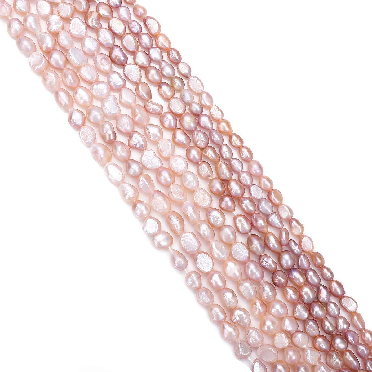 BEADIA Natural Pearl Beads Side Hole 7-8mm Purple Freshwater Cultured Loose Gemstone Beads for DIY Jewelry Making 13.8''/Strand