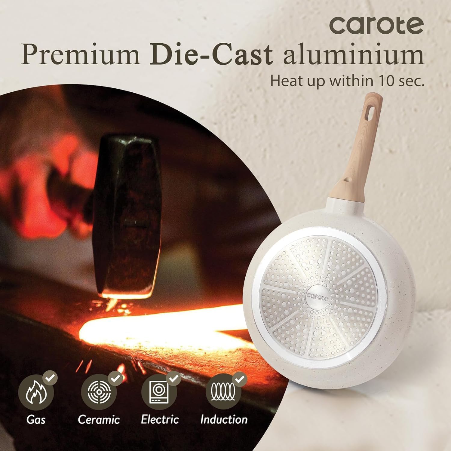 CAROTE Nonstick Frying Pan, 8 Inch Classic Granite Skillet | Kitchen Healthy Non Toxic Stone Cookware,All-Stovetop Compatible, Cool Handle, Easy to Clean, PFOA Free