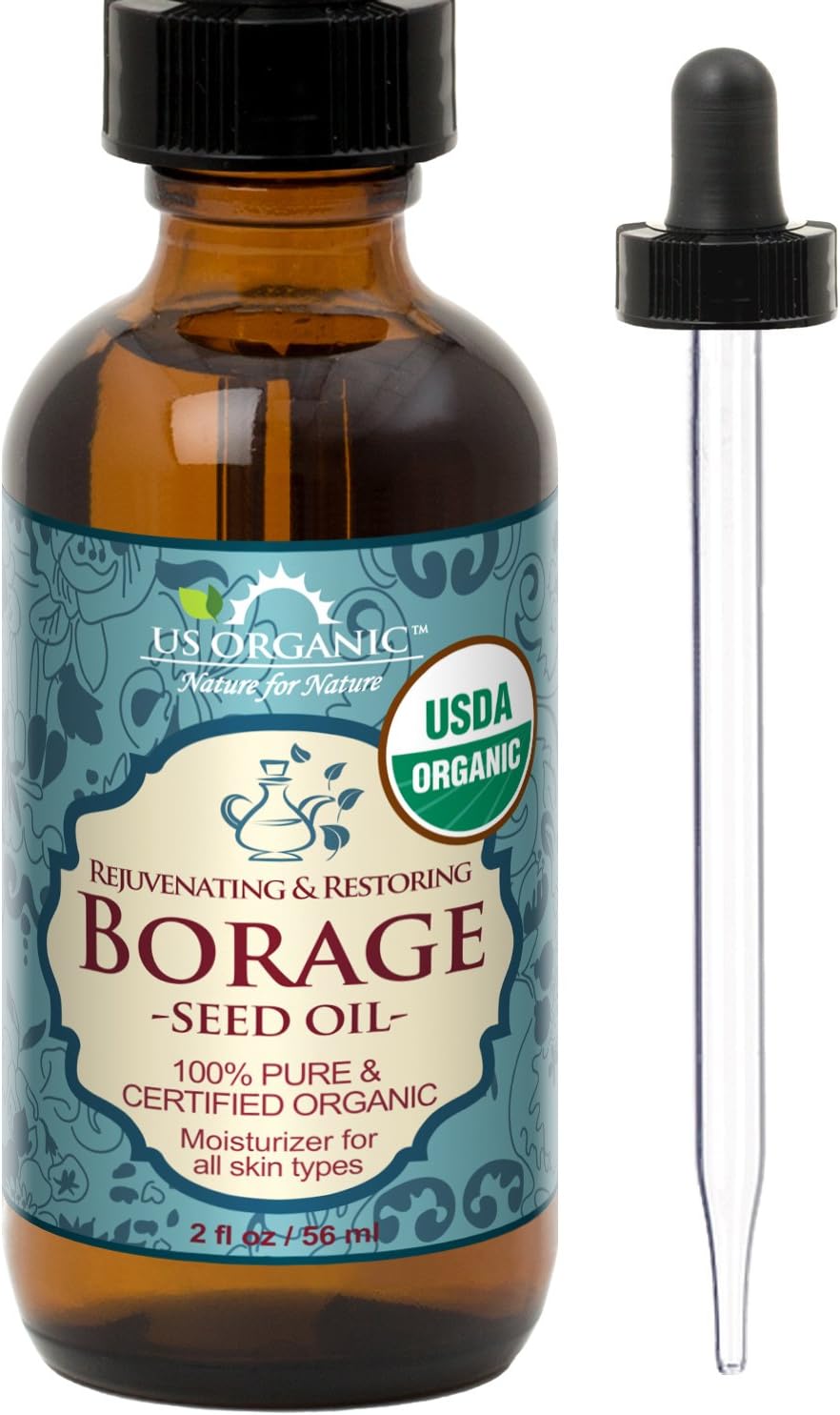 US Organic Moroccan Argan Oil, USDA Certified Organic,100% Pure & Natural, Cold Pressed Virgin, Unrefined, 2 Oz in Amber Glass Bottle, for Hair treatment, Skin, Nail, Cuticle, Sourced from Morocco.