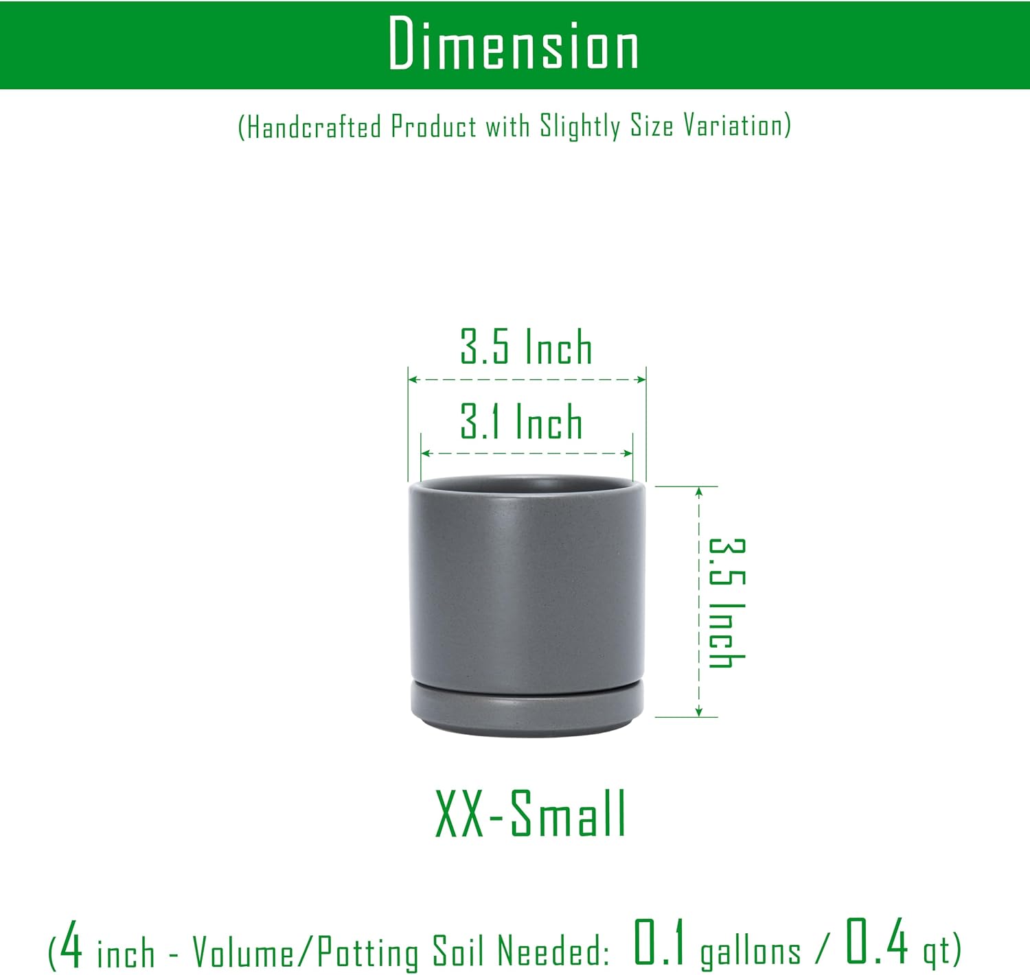 D'vine Dev 2-Pack Ceramic Pots with Saucers, White/Grey, 4.7 in, 94-V-B-6