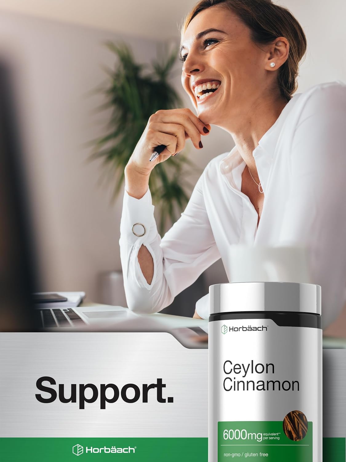 Horbäach Ceylon Cinnamon Supplement | 150 Capsules | Herbal Extract Pills | Non-GMO & Gluten Free