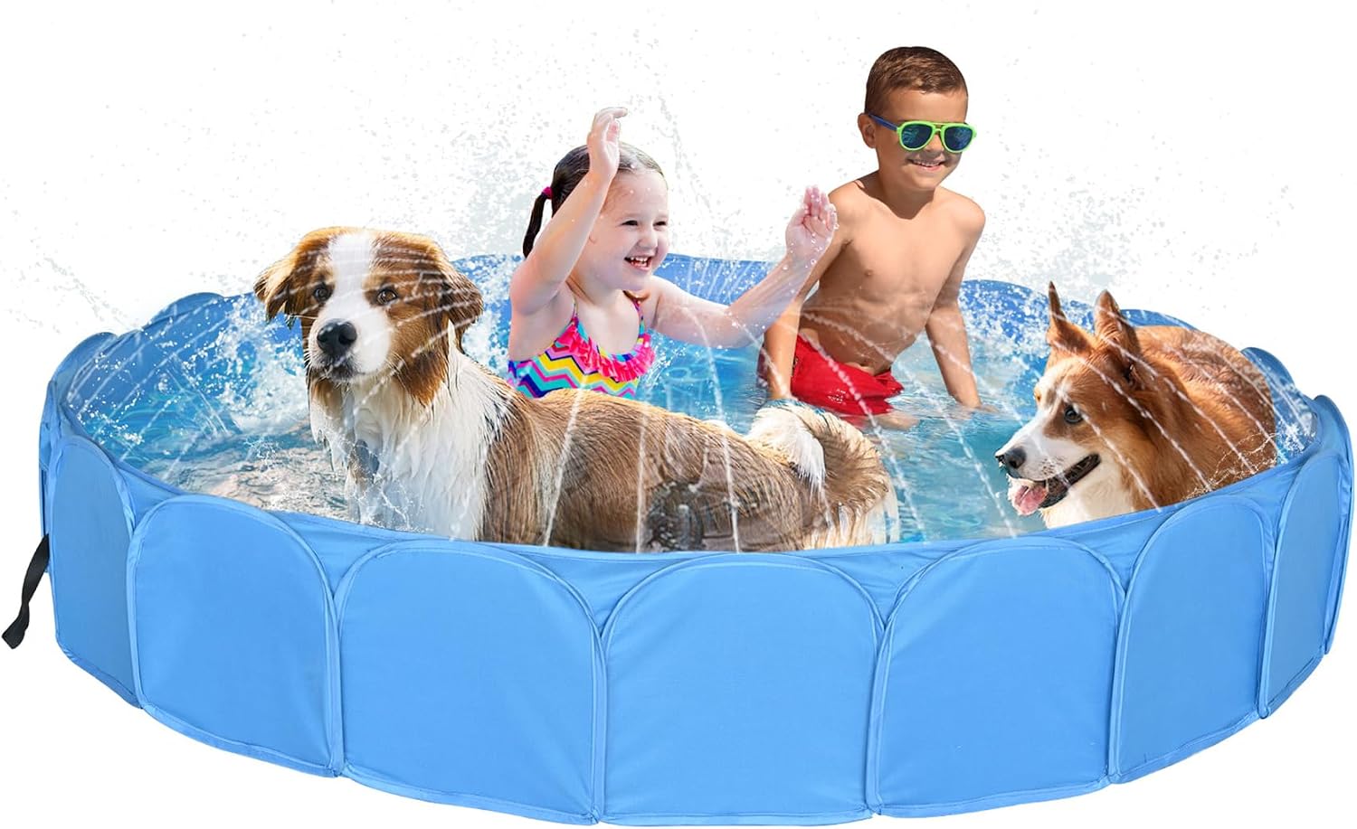 Alvantor Pet Swimming Pool Dog Bathing Tub Kiddie Pools Cat Puppy Shower Spa Foldable Portable Indoor Outdoor Pond Ball Pit 63"x12" Patent Pending