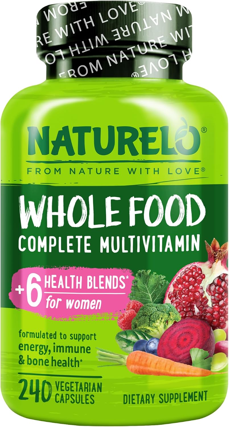 NATURELO Whole Food Multivitamin for Women - with Vitamins, Minerals, & Organic Extracts - Supplement for Energy and Heart Health - Non GMO - 120 Vegan Capsules | Women's Multivitamins with Vitamins, Minerals, Organic Extracts for Energy and Heart Health…