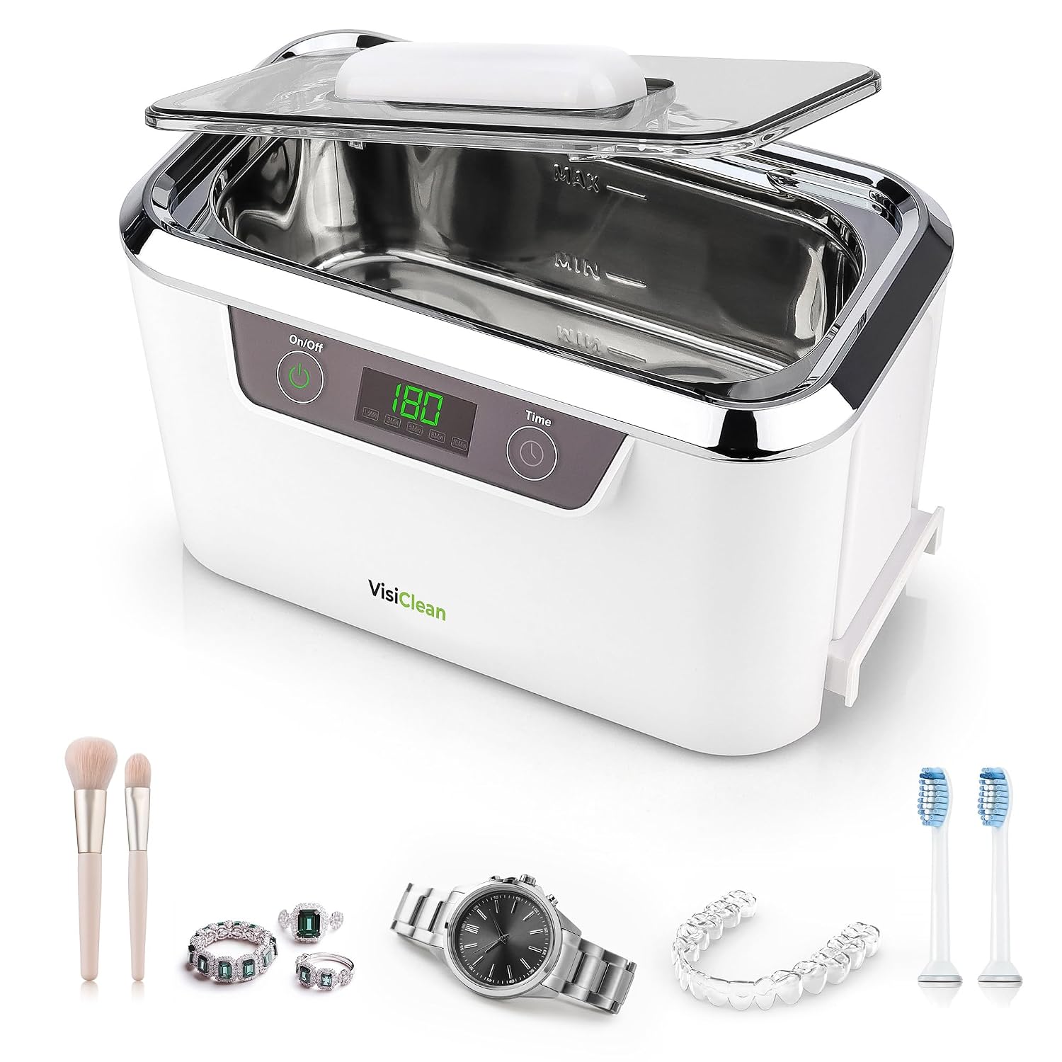 Ultrasonic Cleaner, Professional Ultrasonic Jewelry Cleaner for Diamond Ring, Silver, Gold, Earrings, Necklaces, Glasses, Denture, Retainer, Cpap