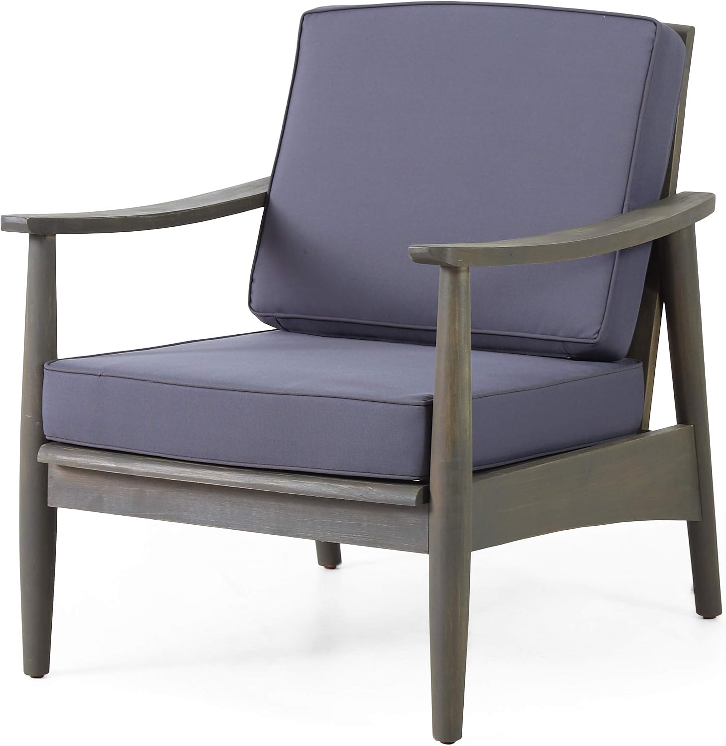 Christopher Knight Home Willowbrook Outdoor Club Chair with Cushion - Acacia Wood - Black (Set of 2)