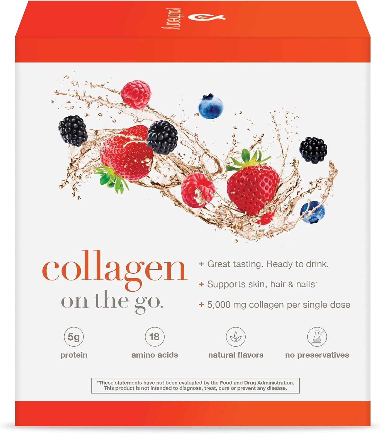 Youtheory Collagen Liquid, 5,000 mg, Berry Flavor, 1 oz, Pack of 12