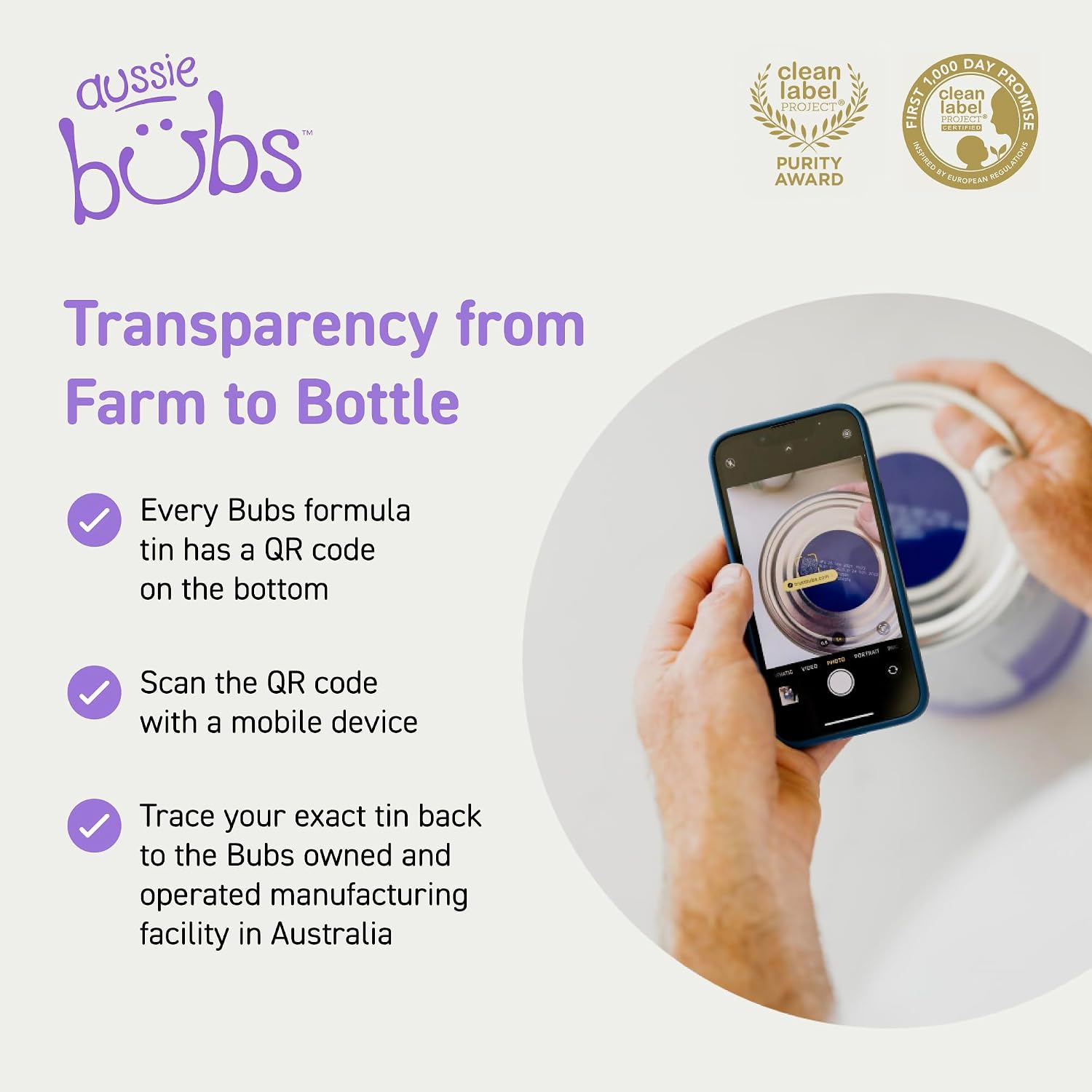 Bubs 365 Day Grass Fed Infant Formula for 0-12 Months, Non-GMO Milk, 20oz | Cow Milk-Based Powder with Iron, DHA, Prebiotics & Probiotics to Support Gentle, Digestive Health