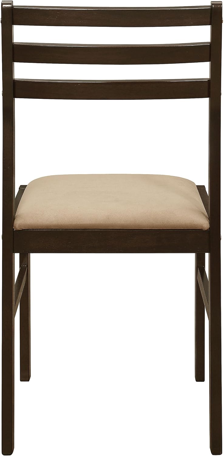 Coaster Home Furnishings 3-Piece Round Wood Dining Room Set Drop Leaf Extension Table Ladder Back Side Chairs Upholstered Seat Cushions Cappuccino
