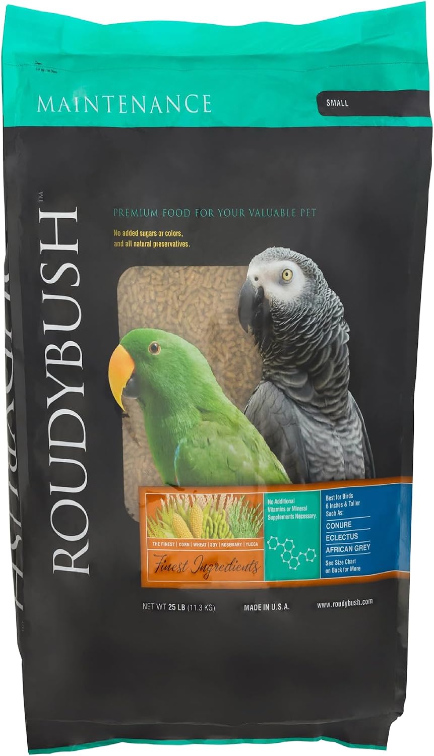 RoudyBush Daily Maintenance Food for Birds - Scientifically Formulated Bird Feed - Bird Food Pellets w/Corn, Wheat, Soy & More - Nutritious & Healthy Feed for Birds (Mini, 44oz)