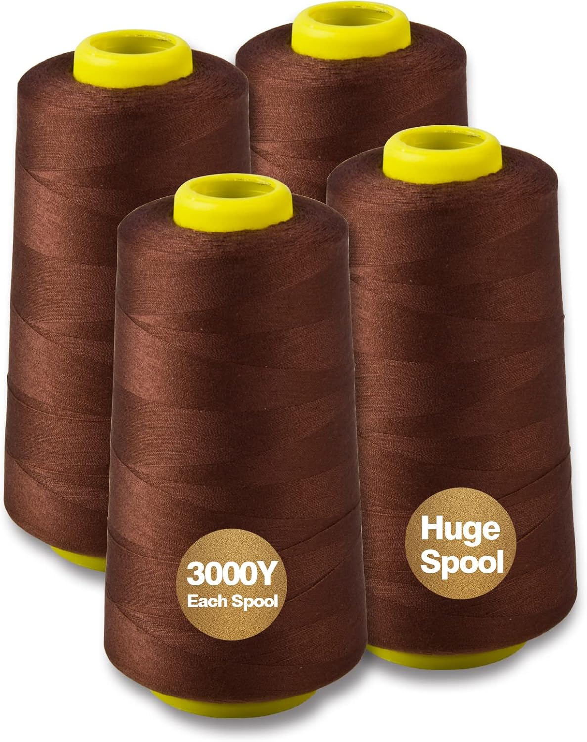 Black Serger Thread, All-Purpose Thread for Sewing, Polyester, 4 Cones of 3000 Yards Each Spool for Sewing Machine