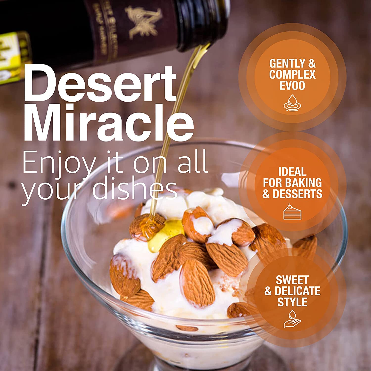 Desert Miracle Organic Extra Virgin Olive Oil, High Polyphenol, 17 fl oz | Gourmet Moroccan EVOO, First Cold Pressed Olive Oil Extra Virgin, Polyphenol-Rich, Flavor Trusted By Award-Winning Chefs